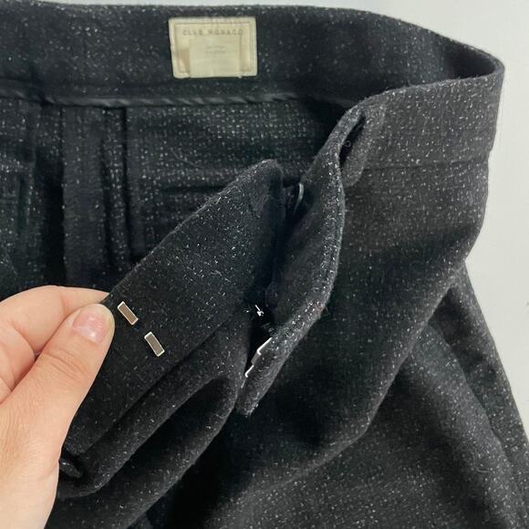 Club Monaco Pants Womens Size 2 Black Betia Textured Cuffed Hem Trouser Wool - Picture 10 of 11
